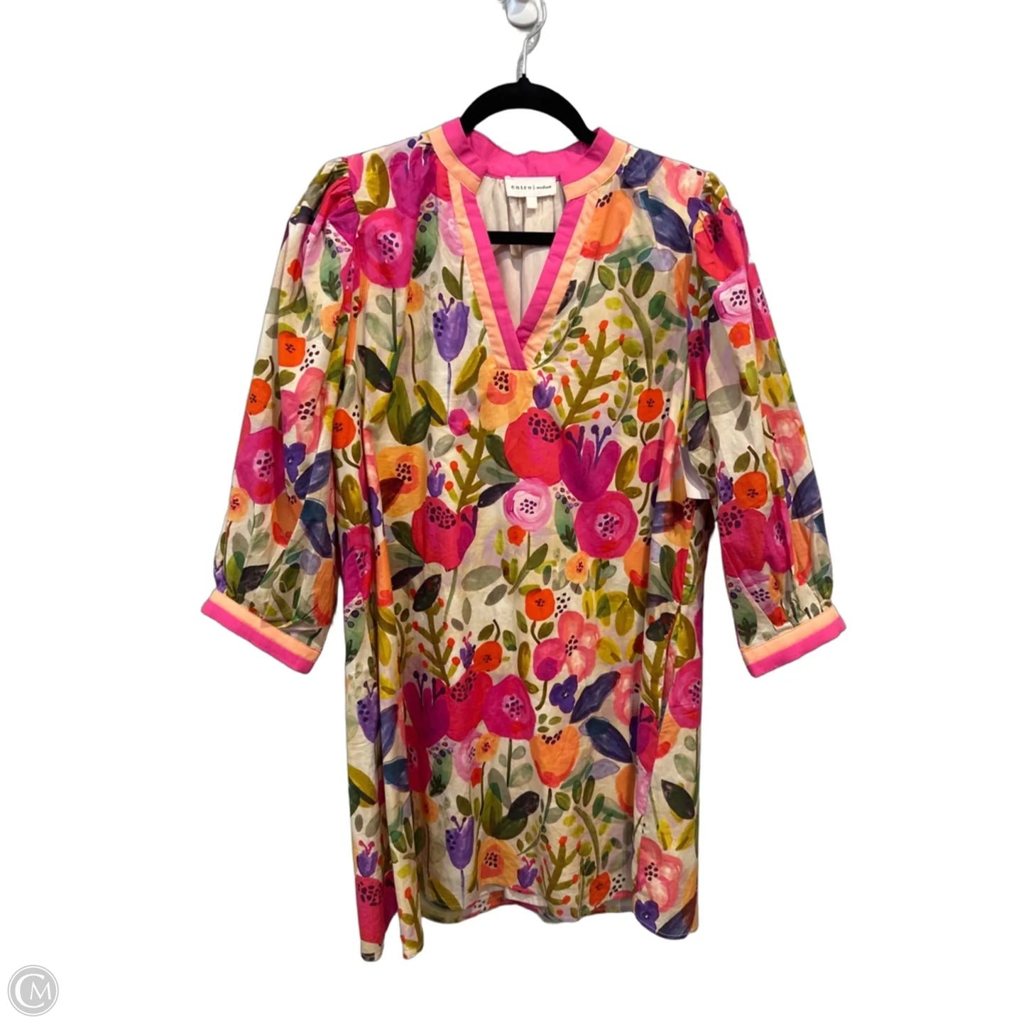 Dress Casual Short By Entro In Cream & Pink, Size: M