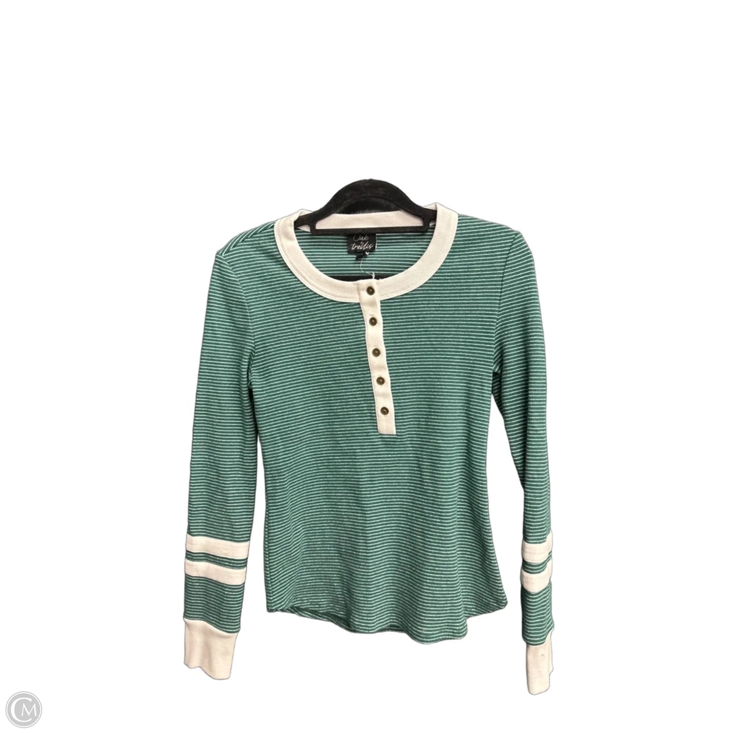 Top Long Sleeve By Clothes Mentor In Green & White, Size: M