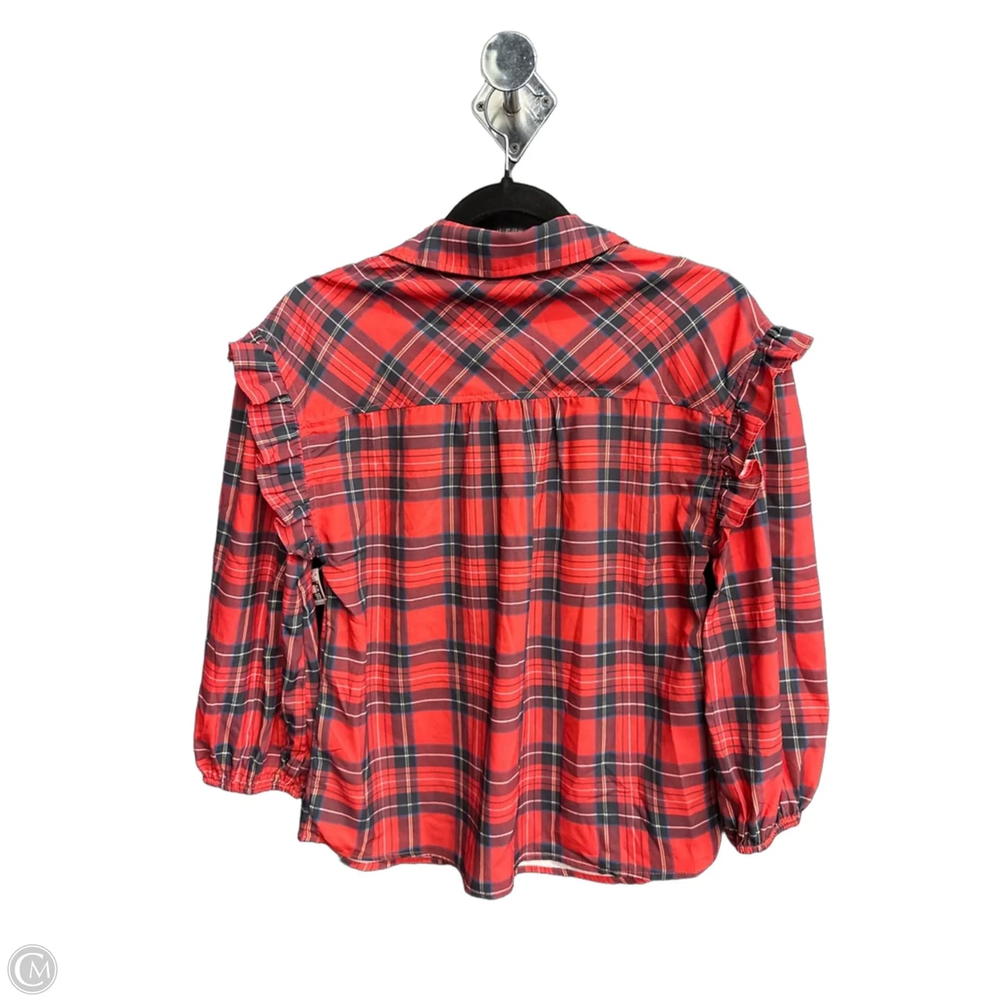 Top Long Sleeve By Sugar Lips In Checkered Pattern, Size: Xs