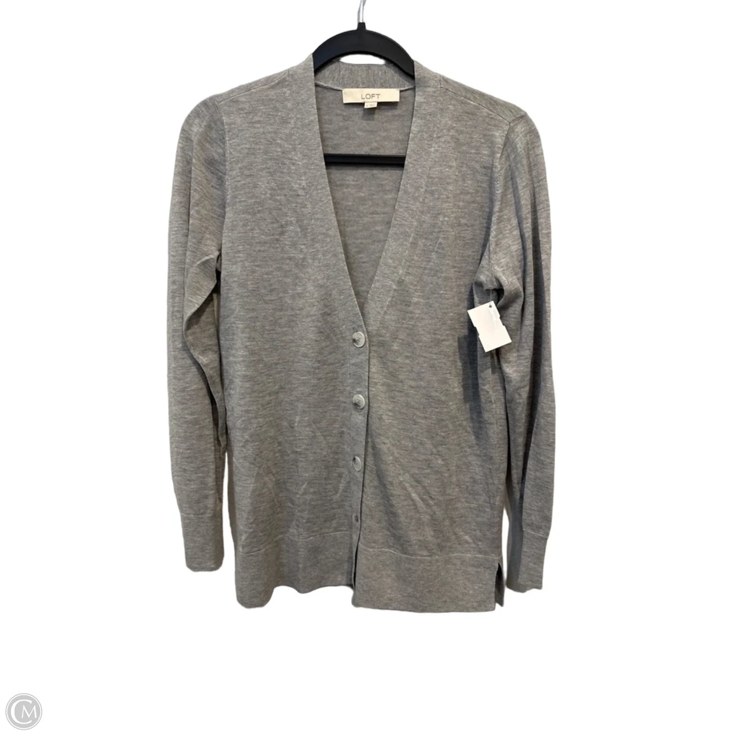 Sweater Cardigan By Loft In Grey, Size: S