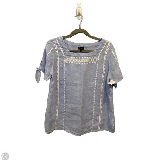 Top Short Sleeve By Talbots In Blue & White, Size: Mp