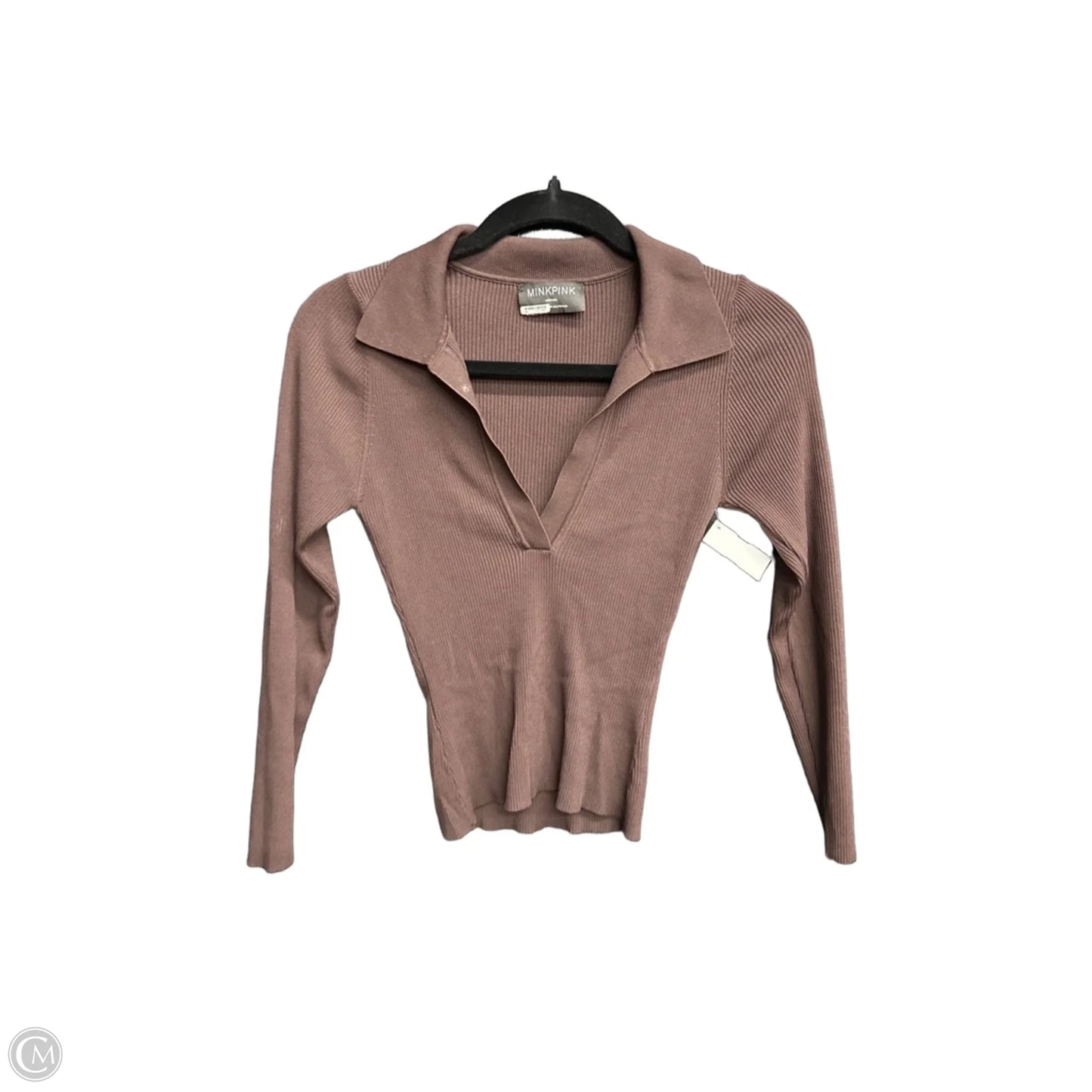 Top Long Sleeve By Minkpink In Brown, Size: M