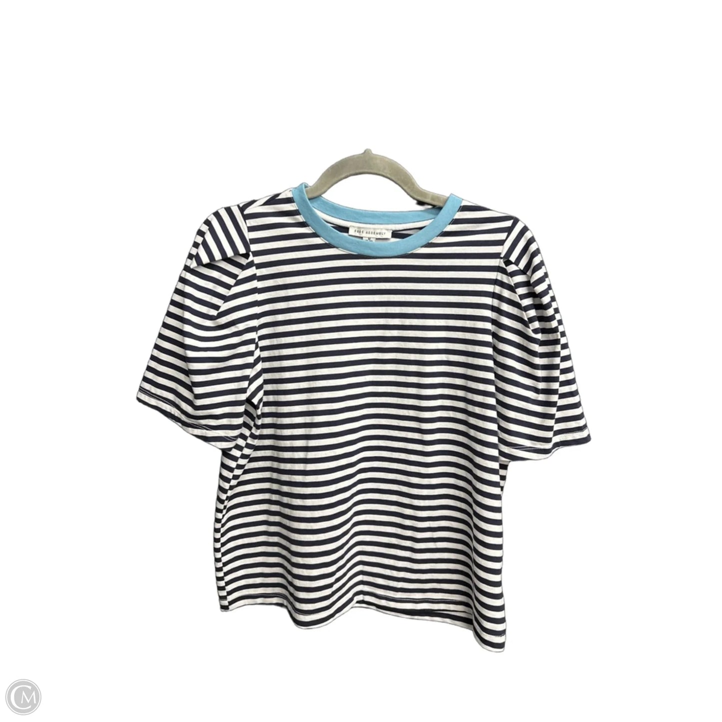 Top Short Sleeve By Free Assembly In Striped Pattern, Size: M