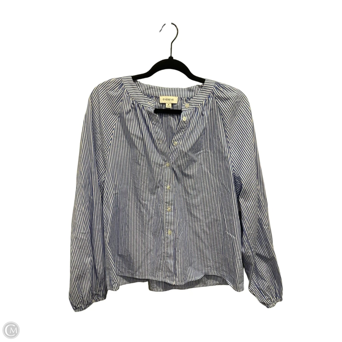Top Long Sleeve By Evereve In Striped Pattern, Size: M