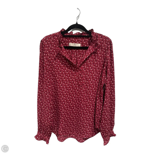 Top Long Sleeve By Loft In Red & White, Size: S