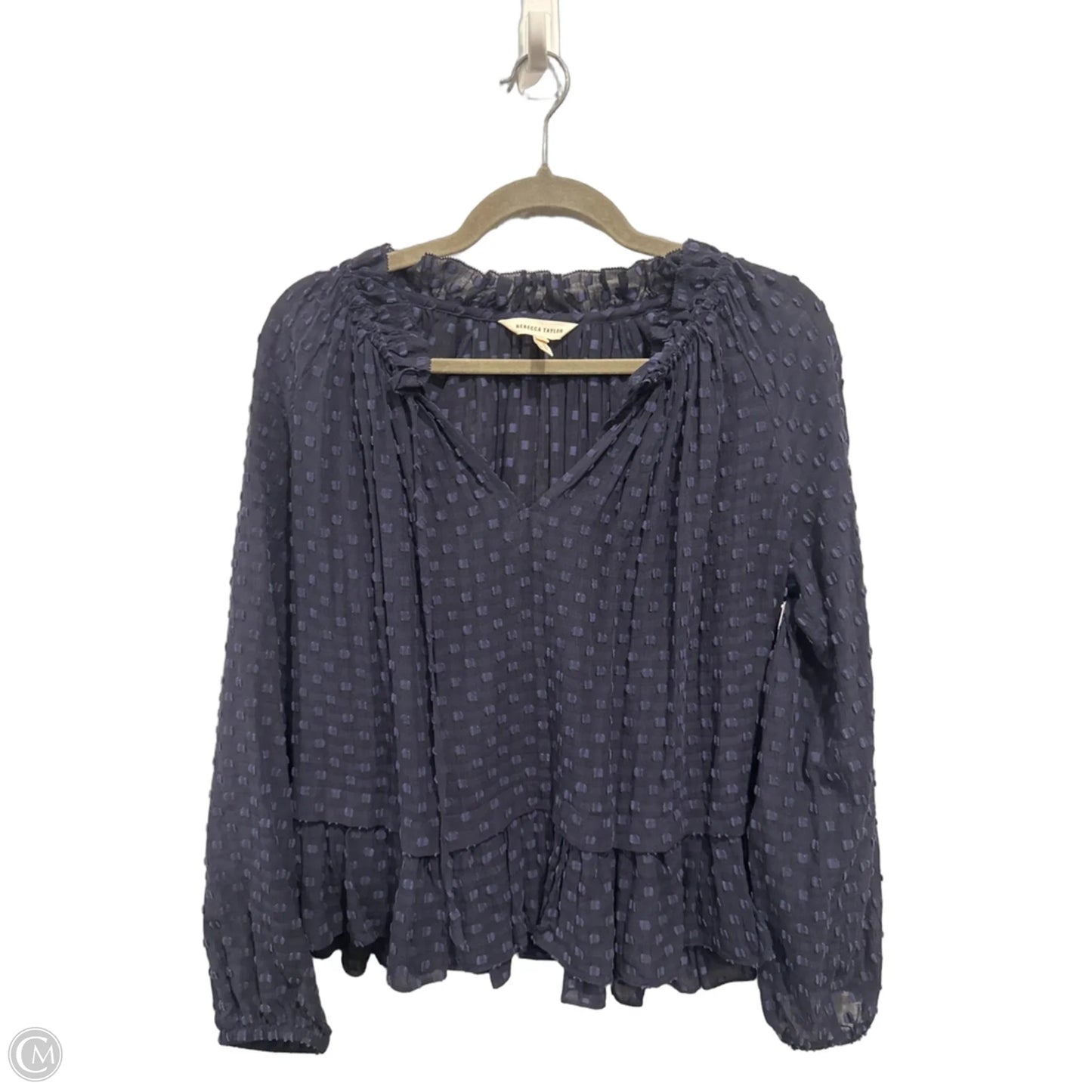 Top Long Sleeve By Rebecca Taylor In Navy, Size: S