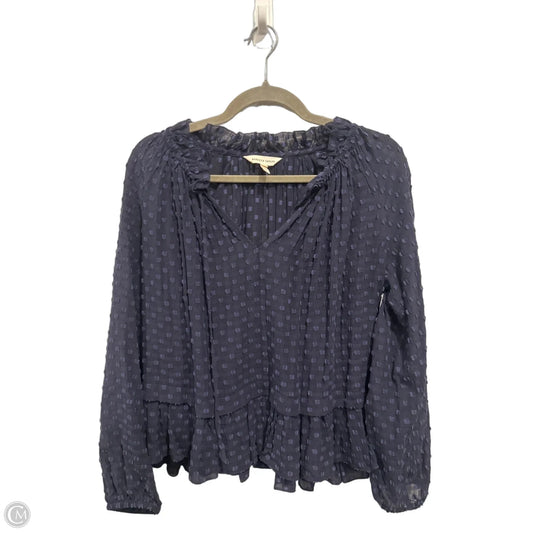 Top Long Sleeve By Rebecca Taylor In Navy, Size: S