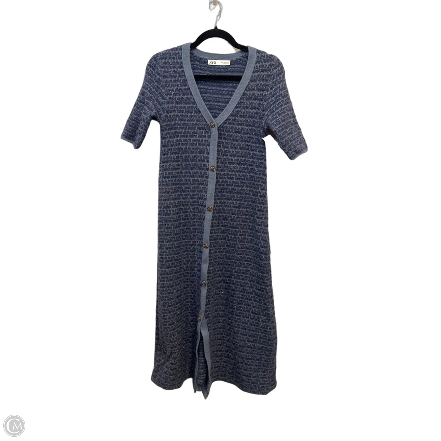 Dress Casual Midi By Zara In Blue, Size: S