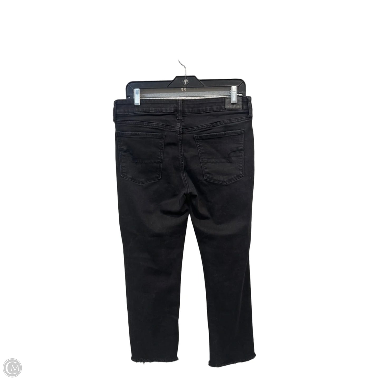 Jeans Straight By American Eagle In Black Denim, Size: 12