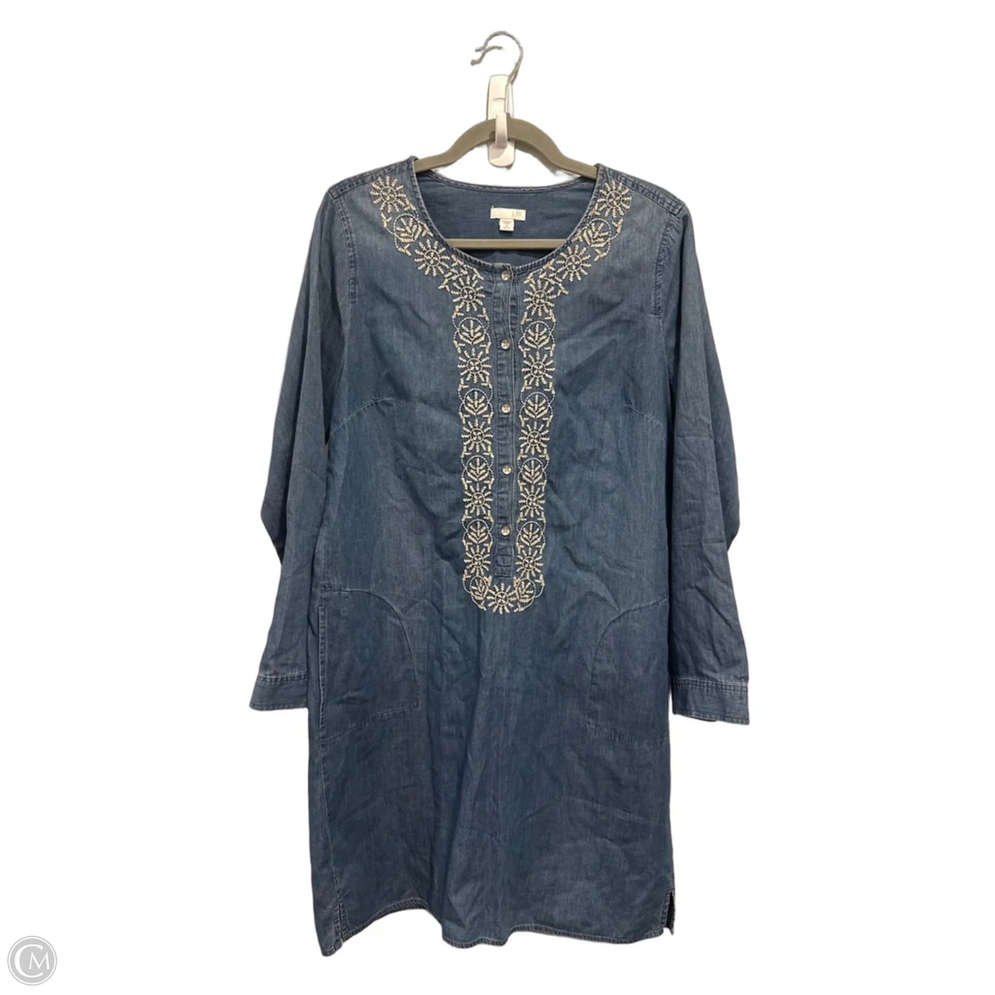 Dress Casual Midi By J. Jill In Blue Denim, Size: M
