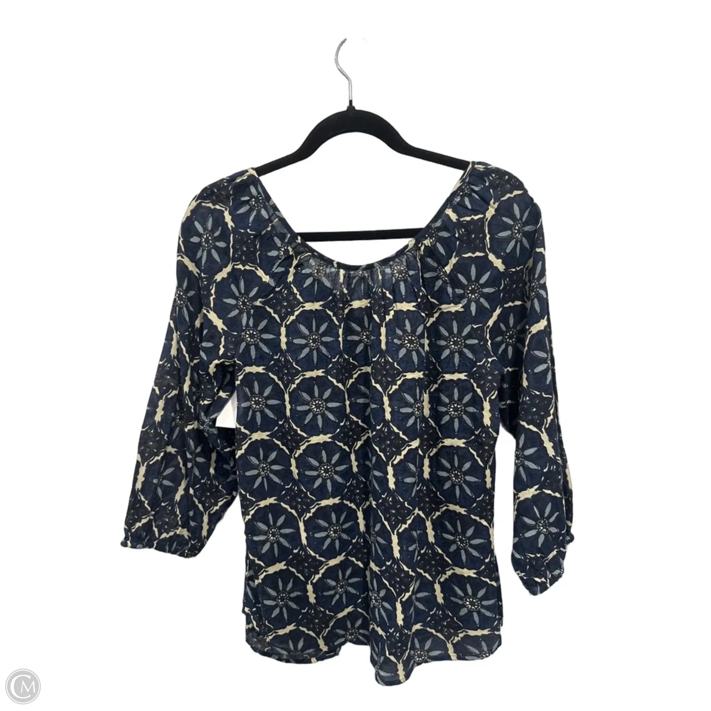 Top Long Sleeve By Clothes Mentor In Blue & Cream, Size: M