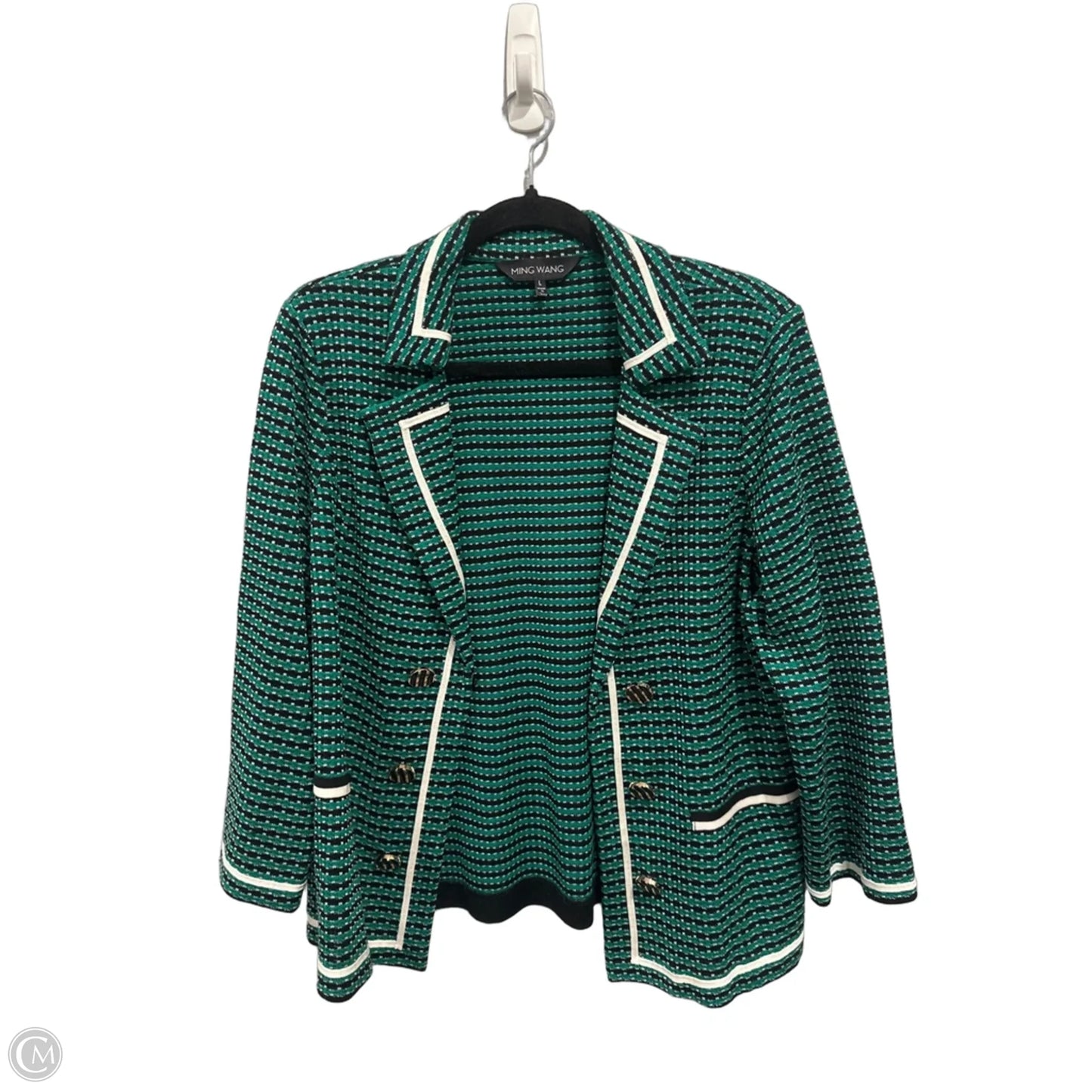 Blazer By Ming Wang In Black & Green, Size: L