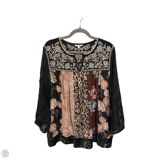 Top Long Sleeve By John Mark In Multi-colored, Size: L