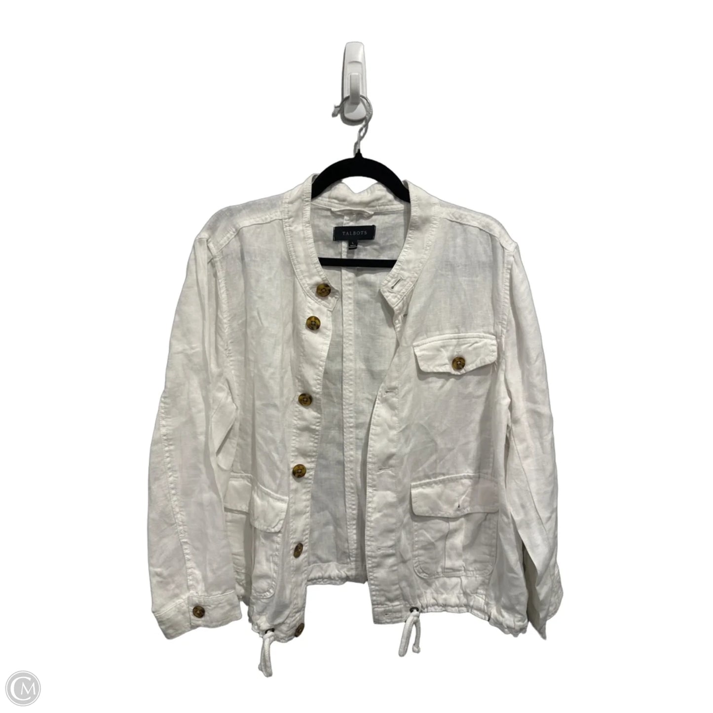 Jacket Shirt By Talbots In White, Size: L