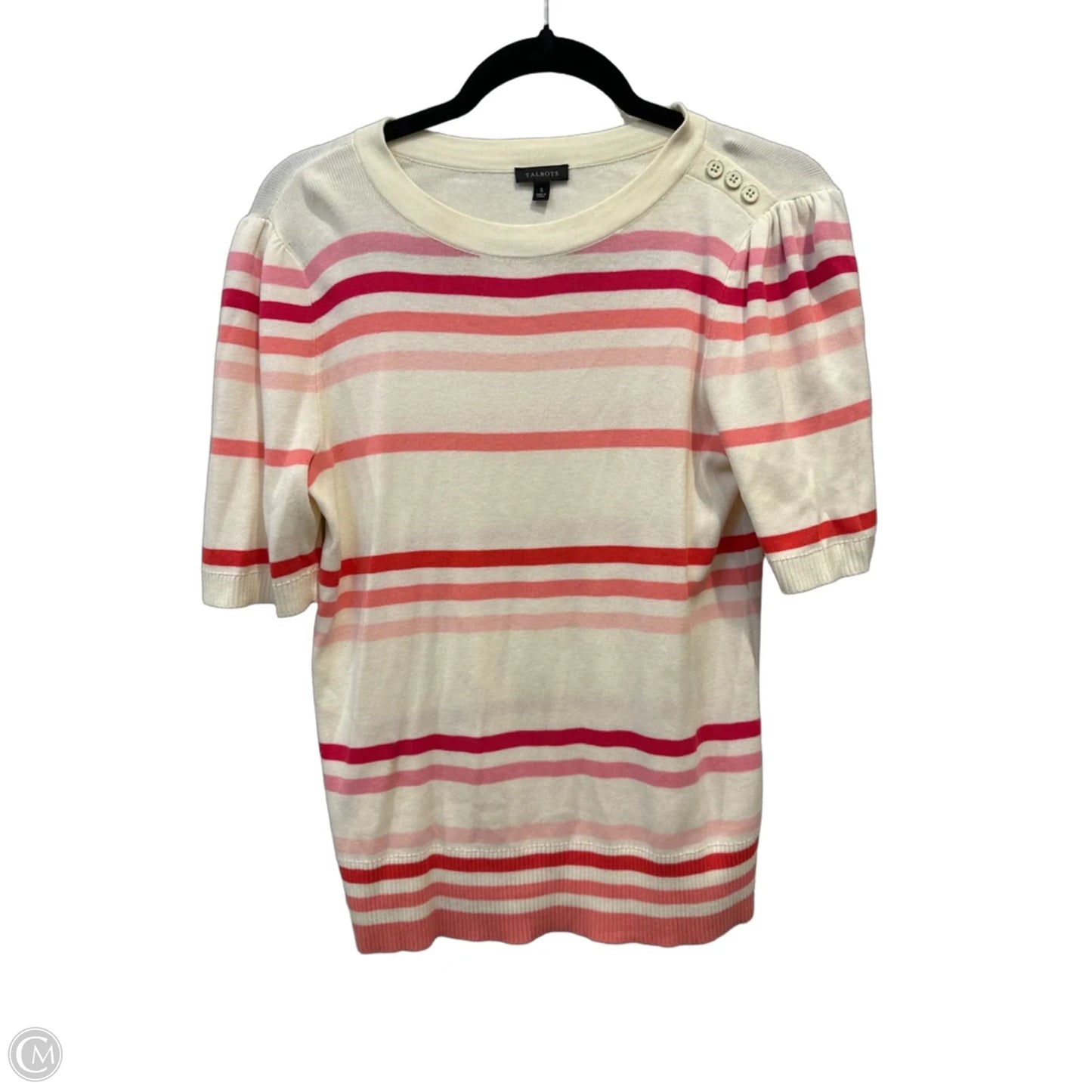 Top Short Sleeve By Talbots In Striped Pattern, Size: S