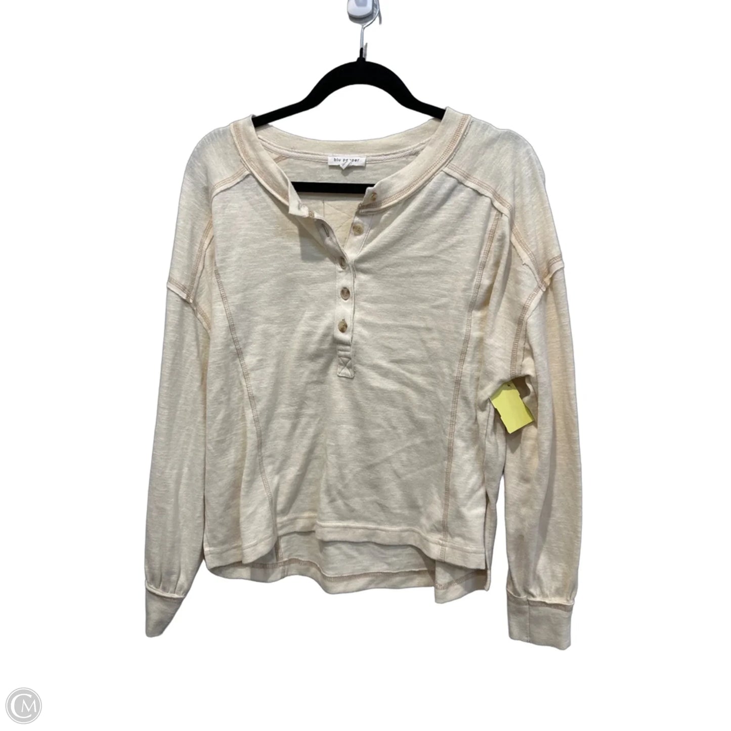 Top Long Sleeve By Blu Pepper In Cream, Size: S