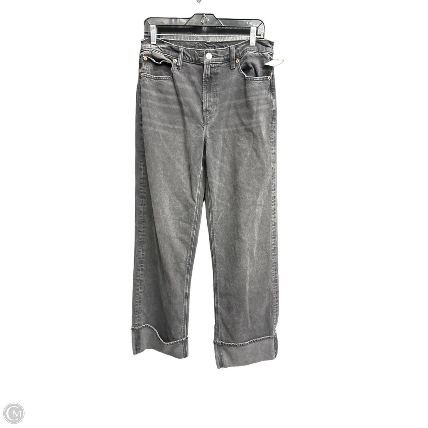 Jeans Wide Leg By American Eagle In Black Denim, Size: 8
