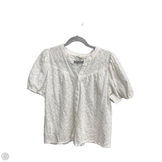 Top Short Sleeve By Nicole By Nicole Miller In White, Size: M