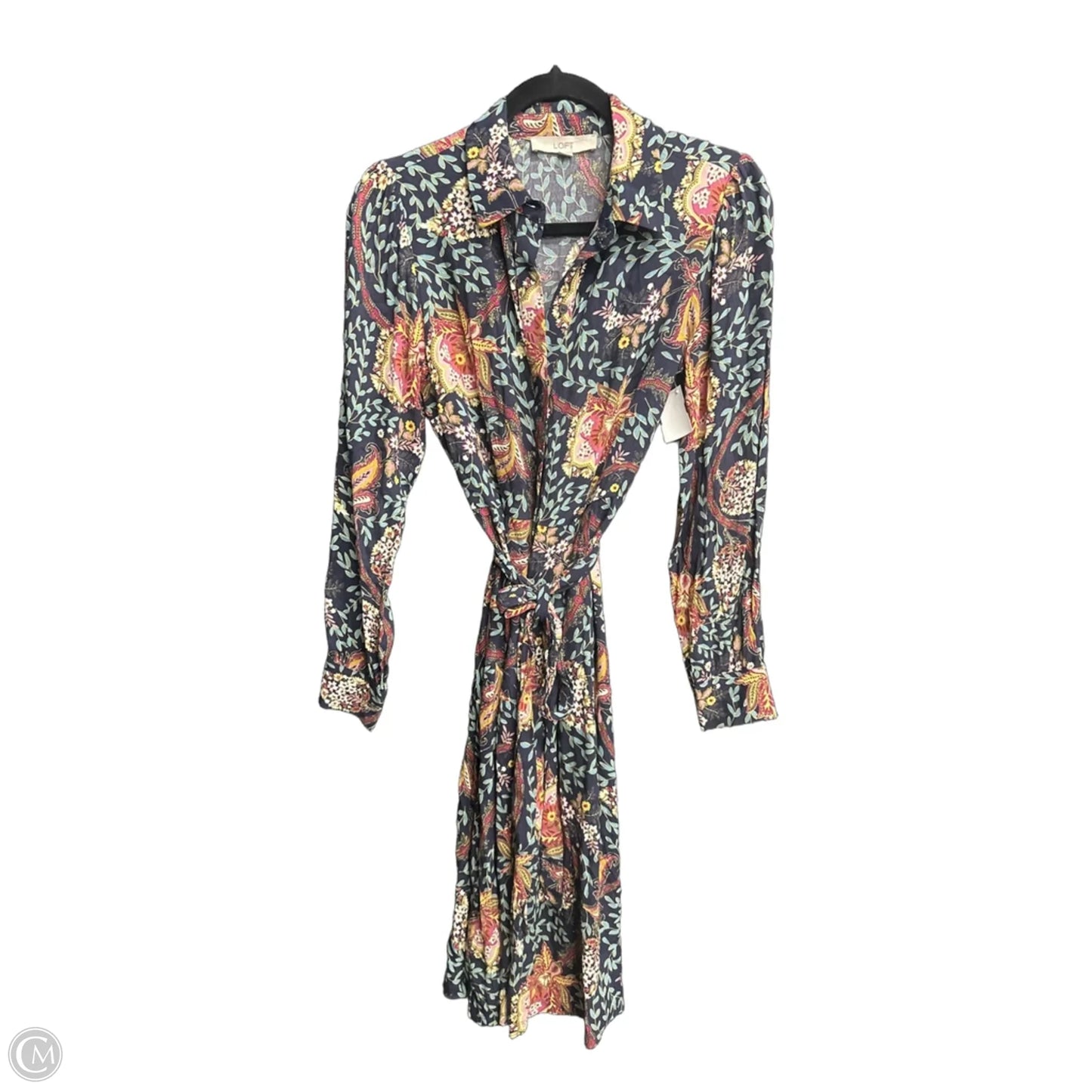 Dress Casual Midi By Loft In Navy, Size: Xs