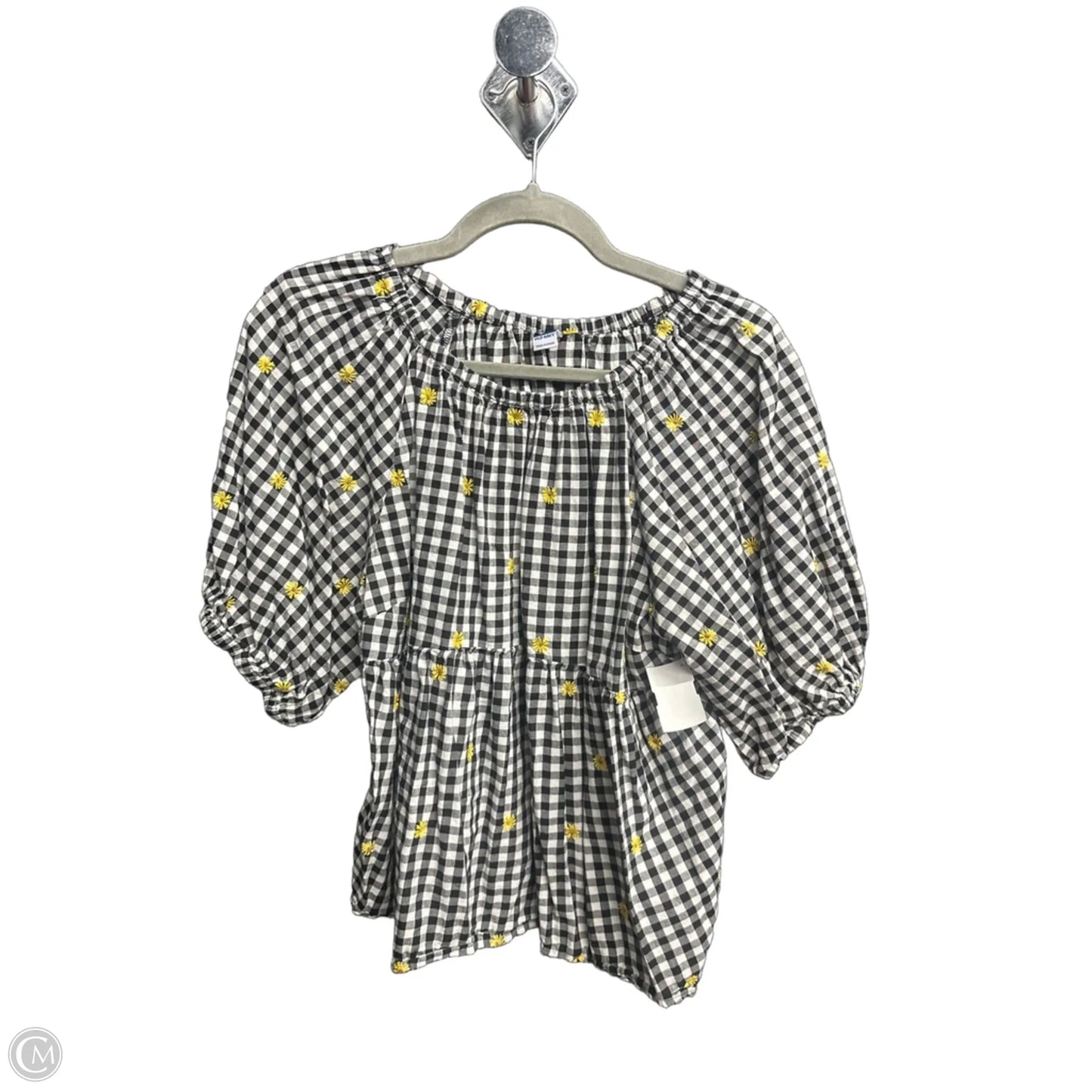 Top Short Sleeve By Old Navy In Plaid Pattern, Size: M