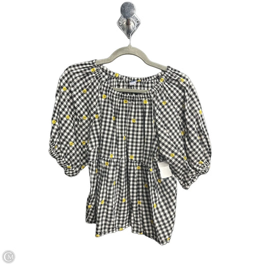 Top Short Sleeve By Old Navy In Plaid Pattern, Size: M