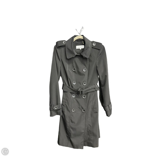 Coat Trench Coat By Calvin Klein In Black, Size: Xs