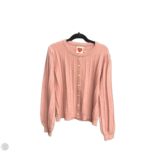 Sweater Cardigan By Clothes Mentor In Pink, Size: L