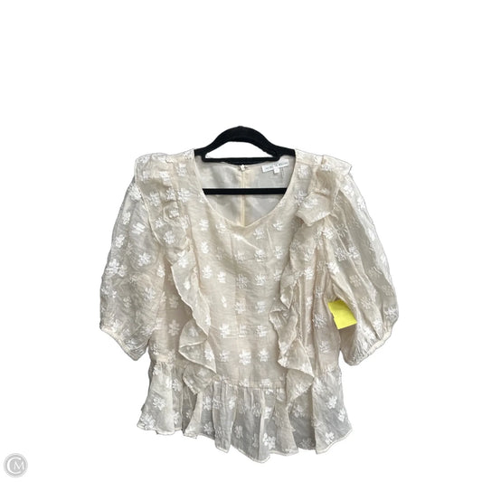 Blouse Short Sleeve By Clothes Mentor In Cream & White, Size: L