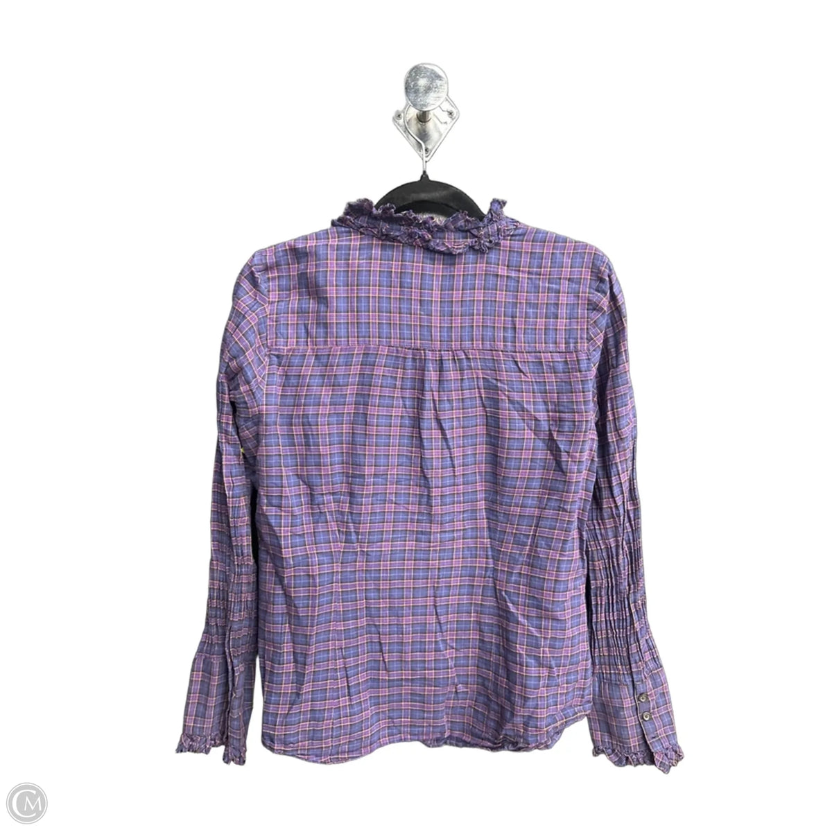 Top Long Sleeve By Loft In Plaid Pattern, Size: M