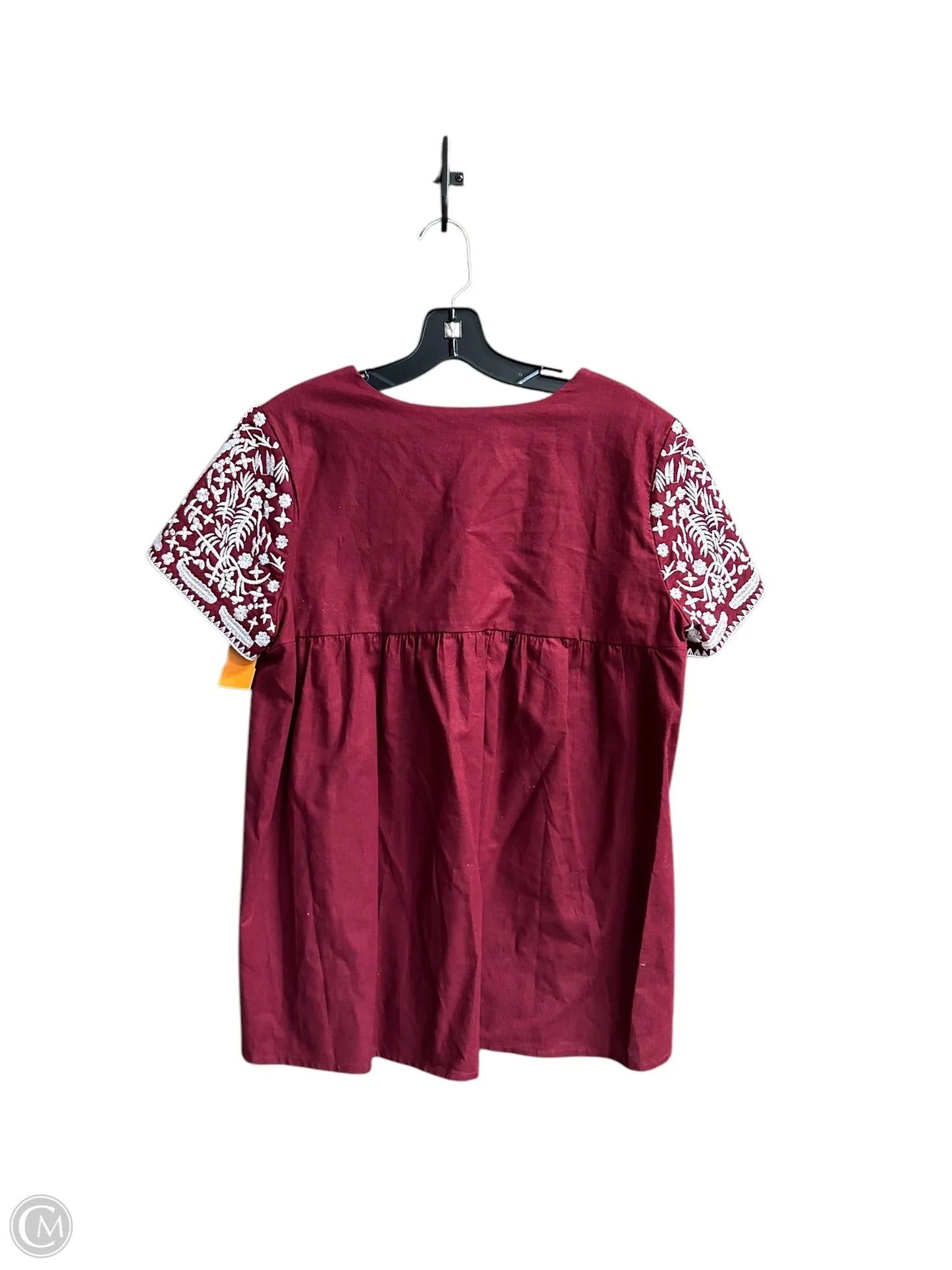 Top Short Sleeve By Joy Joy In Maroon, Size: L