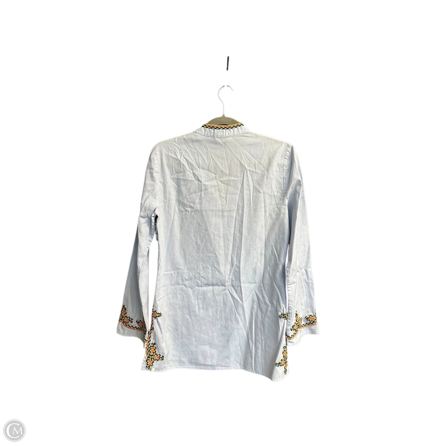 Top 3/4 Sleeve Designer By Tory Burch In Blue, Size: 4