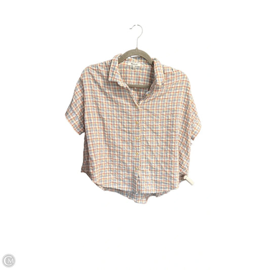 Top Short Sleeve By Madewell In Plaid Pattern, Size: M