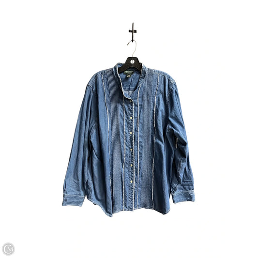 Top Long Sleeve By Ralph Lauren Co In Blue, Size: 2x