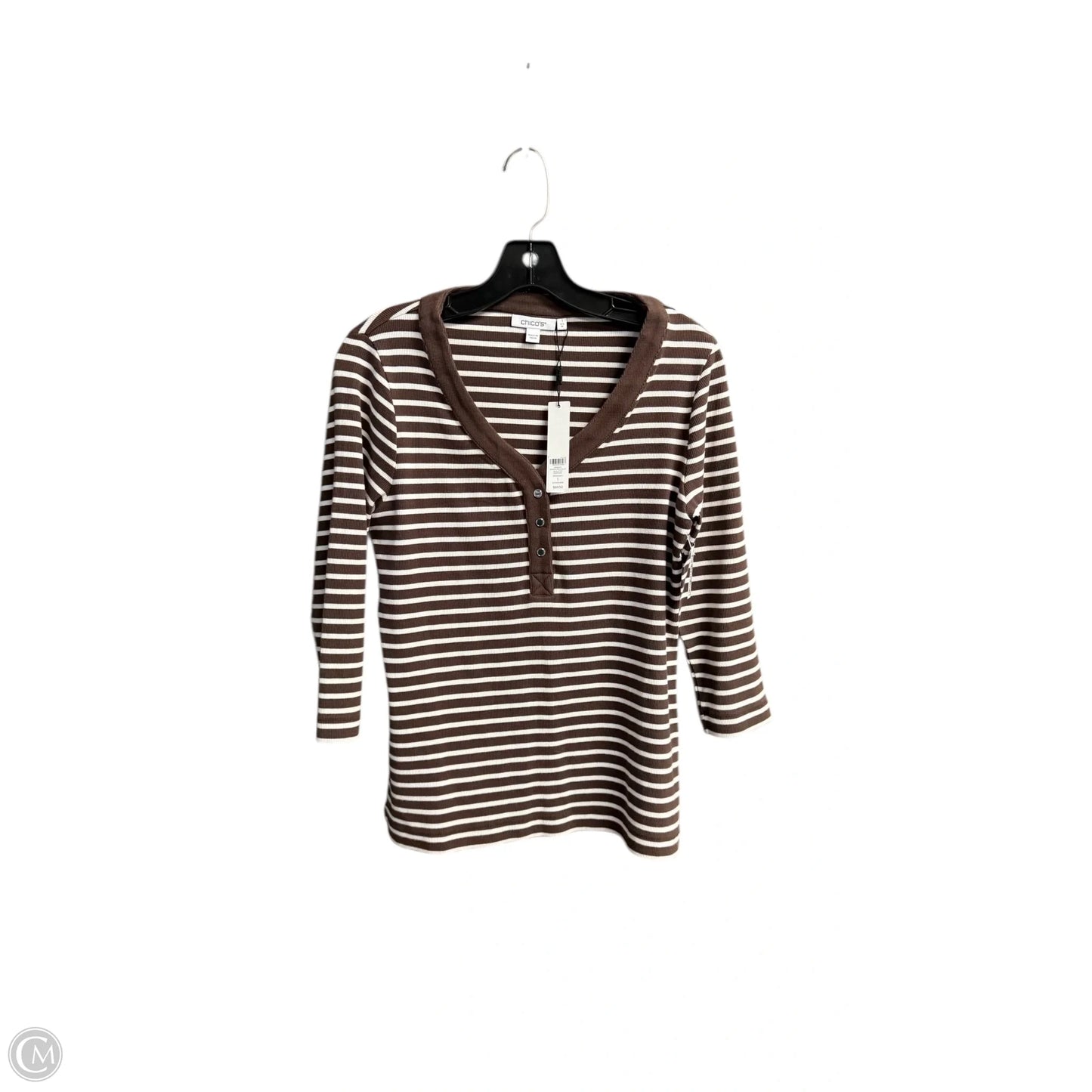 Top 3/4 Sleeve By Chicos In Brown, Size: M