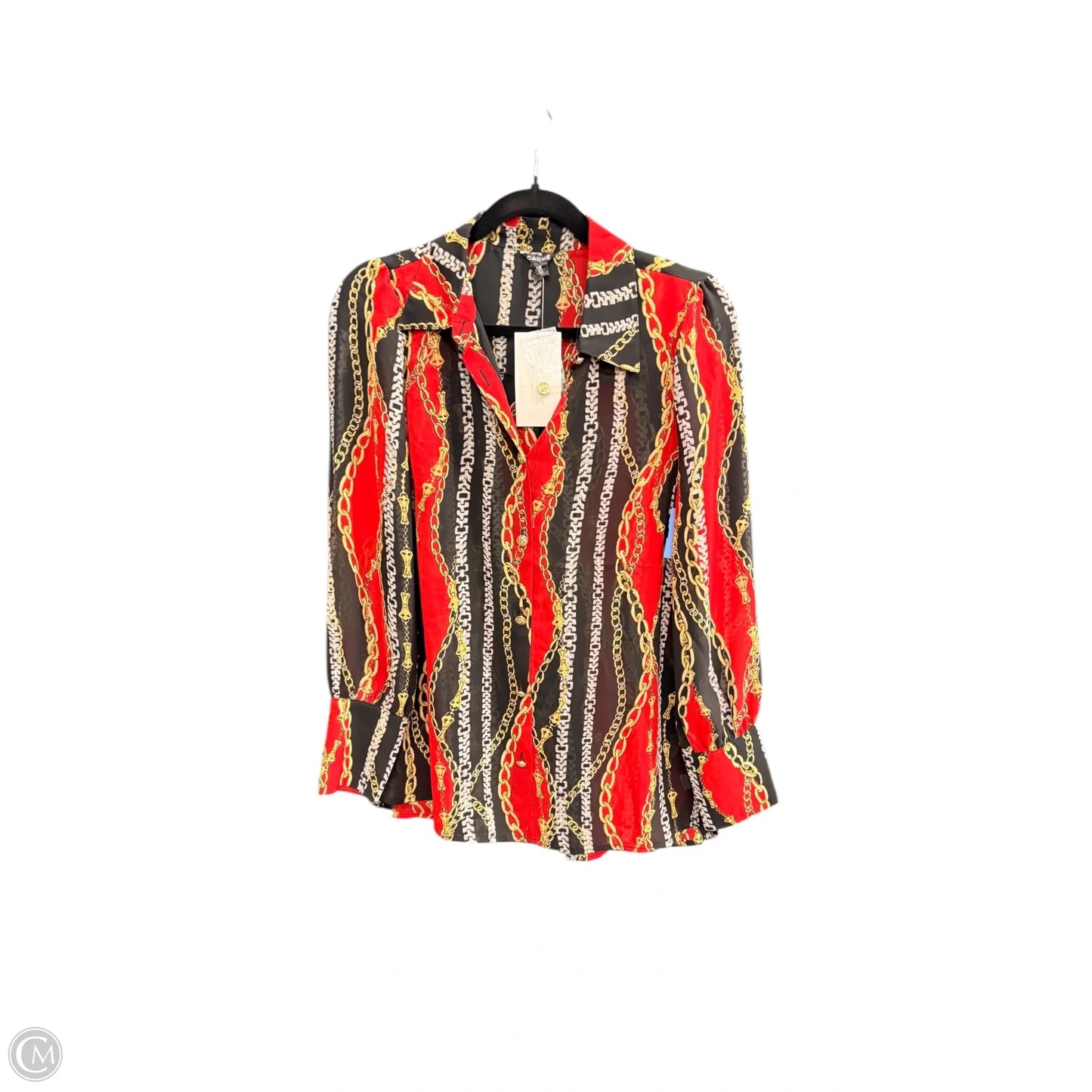 Blouse Long Sleeve By Cache In Black, Size: Xs