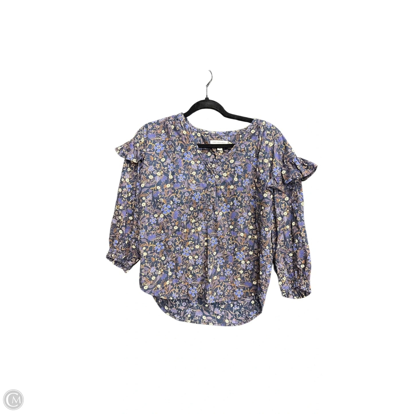 Top Long Sleeve By Free Assembly In Navy, Size: S