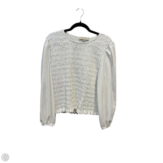 Top Long Sleeve By Loft In White, Size: Xl
