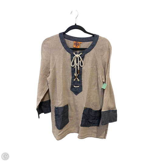 Top 3/4 Sleeve Designer By Tory Burch In Beige, Size: 10