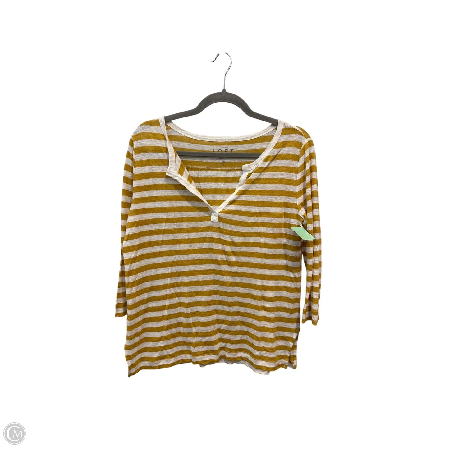 Top 3/4 Sleeve By Loft In Yellow, Size: M