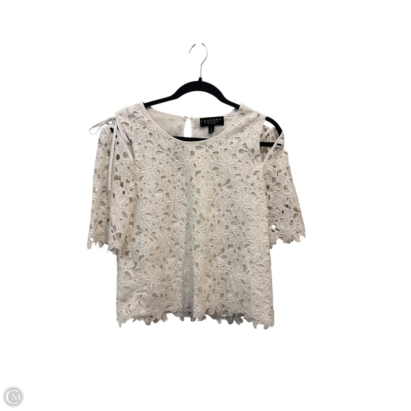 Top Short Sleeve By Laundry In White, Size: 4