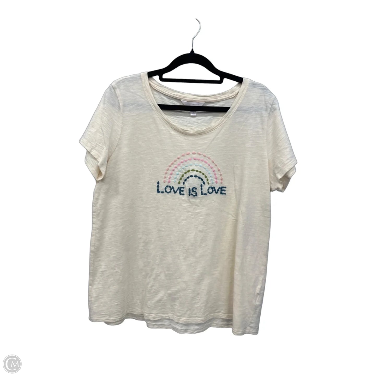 Top Short Sleeve By Lc Lauren Conrad In Cream, Size: L