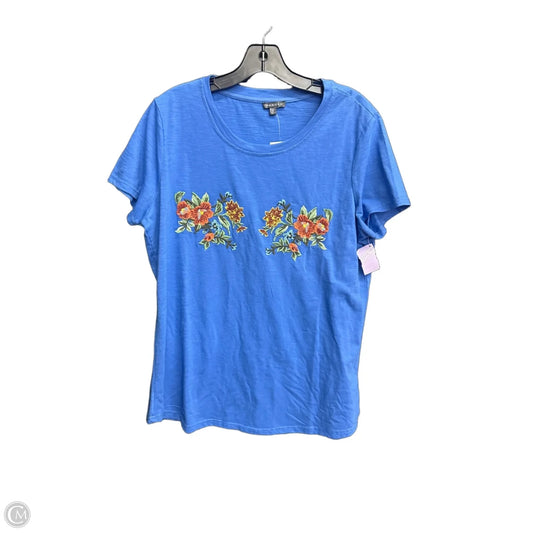 Top Short Sleeve By Hannah In Blue, Size: L