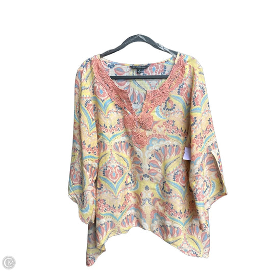 Top 3/4 Sleeve By Zac And Rachel In Multi-colored, Size: Xl