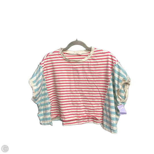 Top Short Sleeve By Peach Love Cream California In Striped Pattern, Size: S