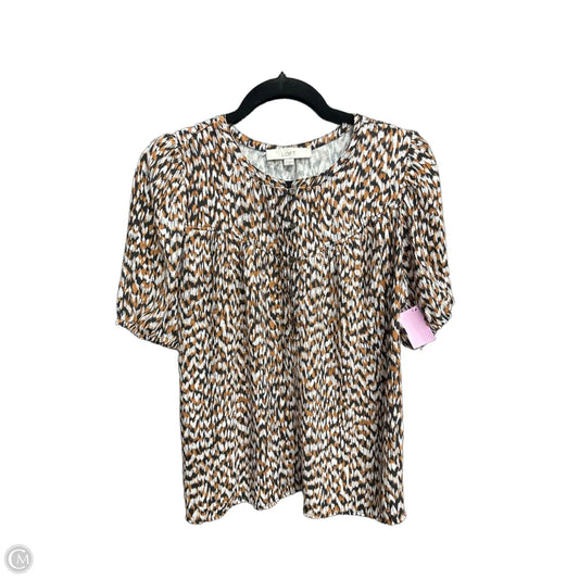 Top Short Sleeve By Loft In Black & Brown, Size: M