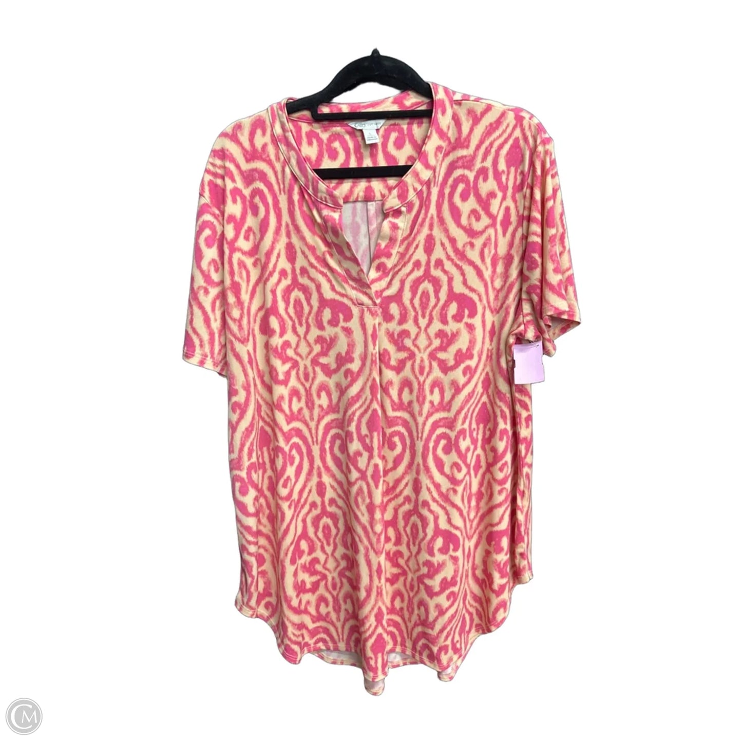 Top Short Sleeve By Cato In Orange & Pink, Size: L