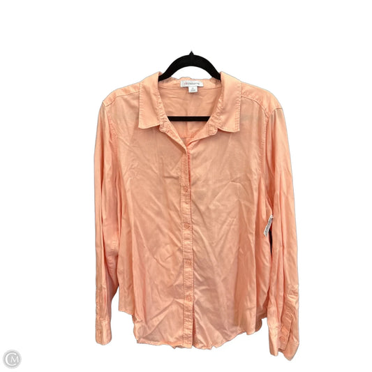 Top Long Sleeve By Liz Claiborne In Peach, Size: Xl