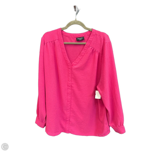 Top Long Sleeve By Jolie & Joy In Pink, Size: 2x