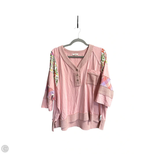 Top Short Sleeve By Easel In Pink, Size: S