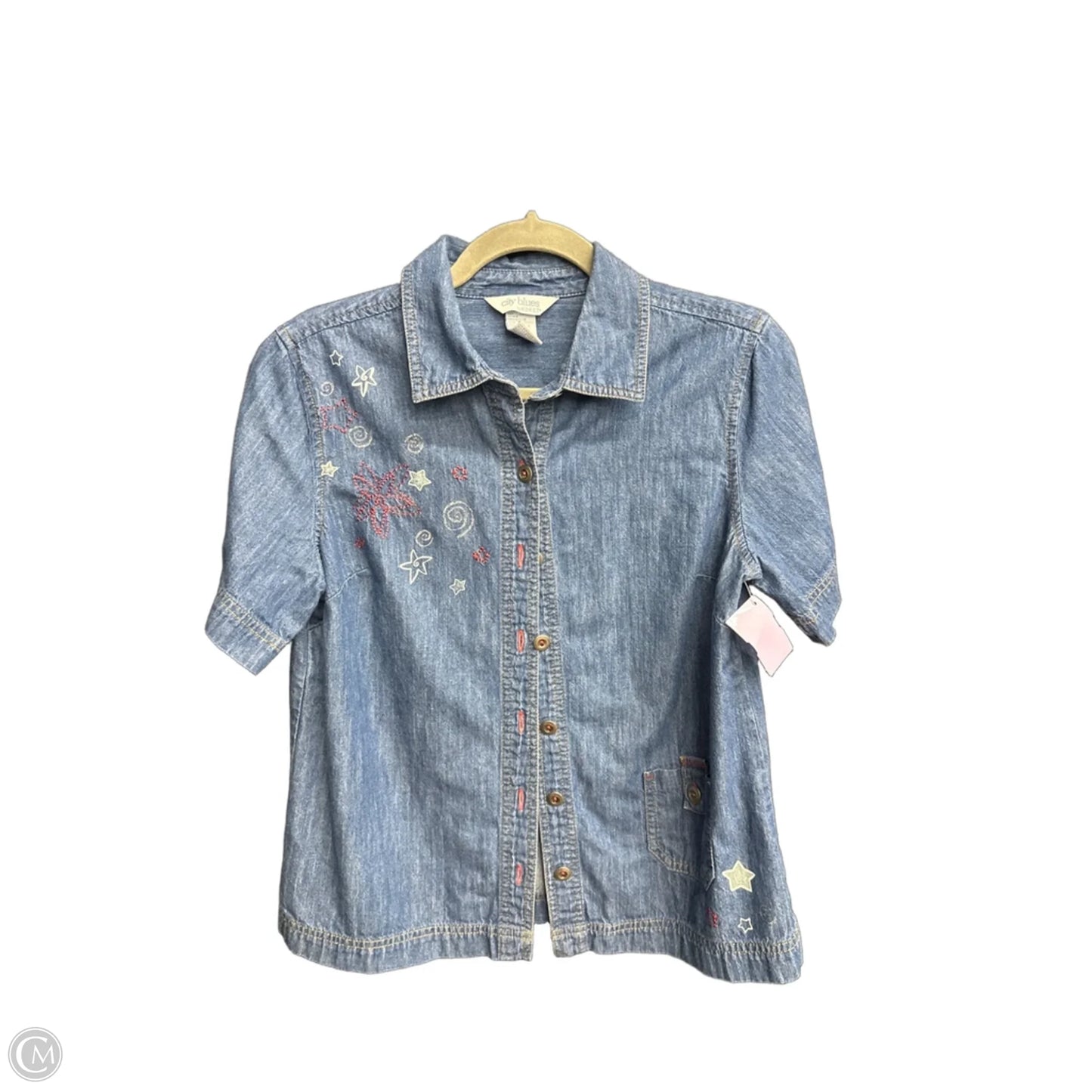 Top Short Sleeve By Clothes Mentor In Blue Denim, Size: S